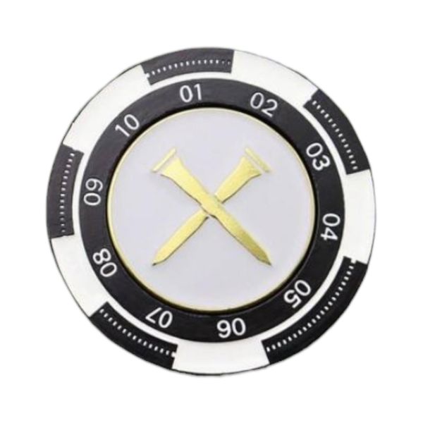 Ball Marker &amp; Green Reader - Black &amp; White - Golf Pins Logo