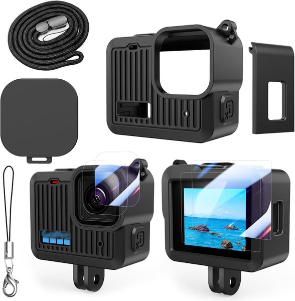 Accessories Kit Compatible with Go Pro Hero 4K Action Camera, Rubber Case