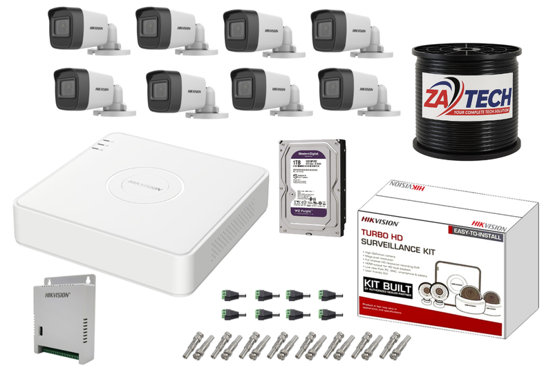 Hikvision 8CH 2MP CCTV Kit with 1TB HDD and Zatech RG59 Cable