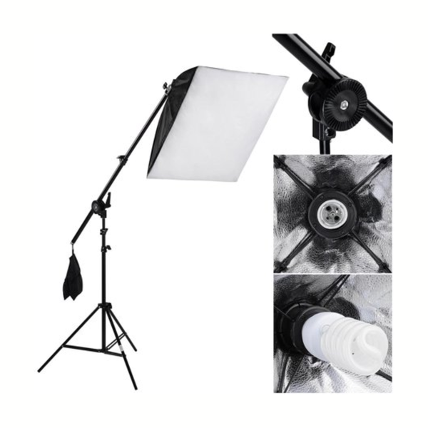 Boom Arm Stand Softbox - Single Socket Bulb Holder