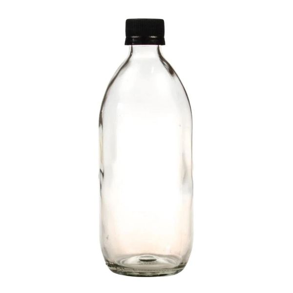 500ml Clear Glass Medicine / Pharmacy Bottle with Screw On Cap - 24 Pack