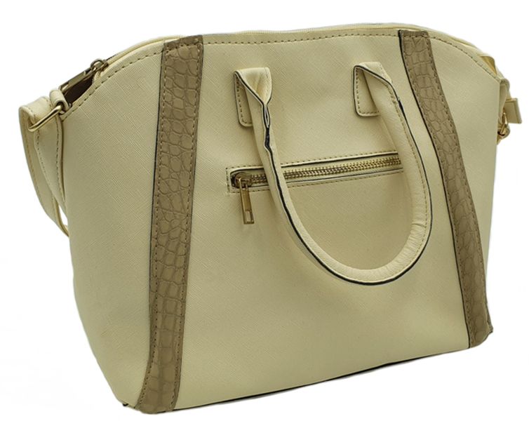 Bowling Style Handbag - Beige