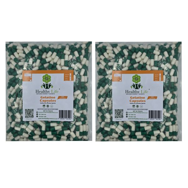 Healthy Life- Red and White Empty Gelatin Capsules Size 0- 2 1000 Packs