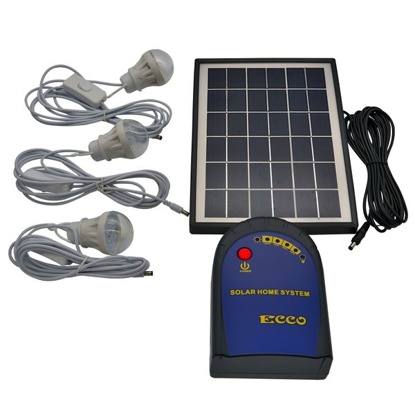 ECCO 10w Solar Home Lighting Kit / 5V USB Output / 3 LED Lights - SHS1206