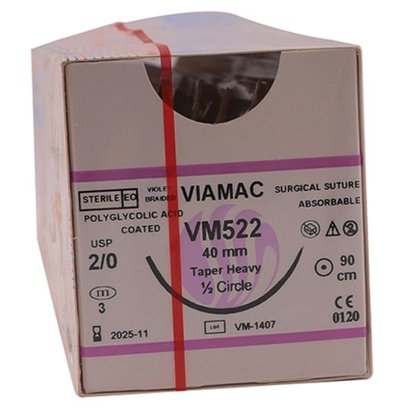 Viamac 2/0 40mm Taper 90cm Suture 12's