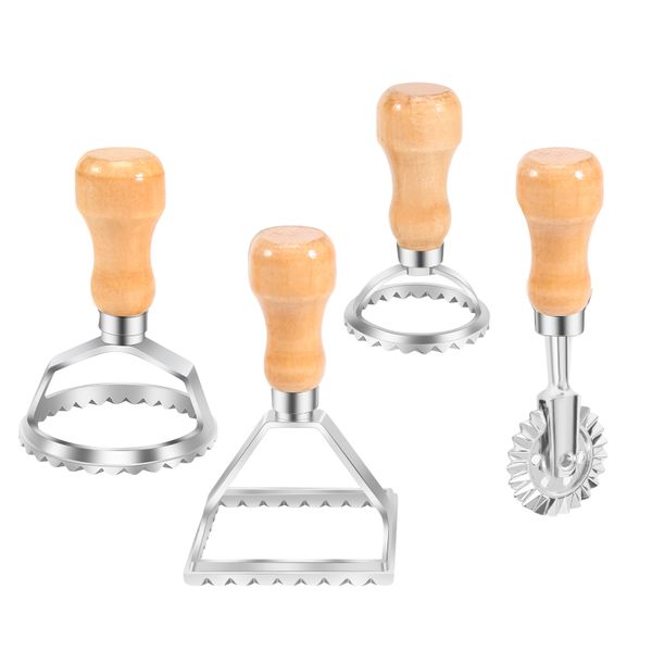 Ravioli Maker Cutter Stamp Set-Leading Dough Cutter Wooden Handle