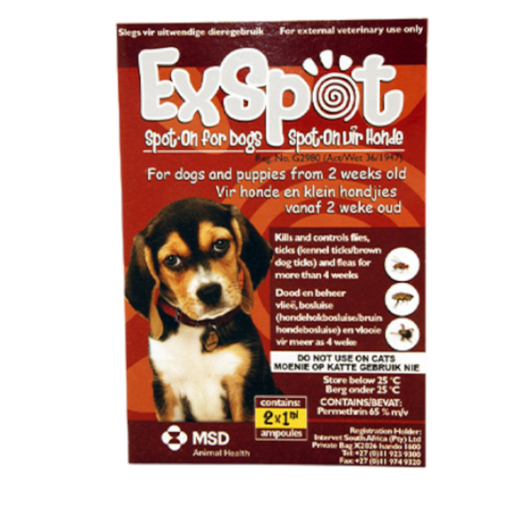 MSD Animal Health - Exspot Tick &amp; Flea Spot On For Dogs Pack OF 2