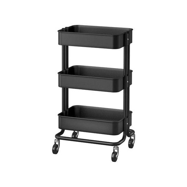 Multifunctional Metal Trolley Kitchen Storage Rack-Black