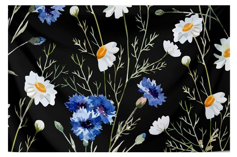 3D Printed Wall Hanging Flannel Tapestry - Floral Decoration- Home Decor