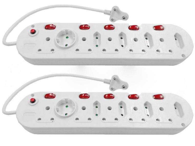 Switched Multi-Plug 5x16A 5x5A 0.5m Cord: 2 Pack MP-10WSWI