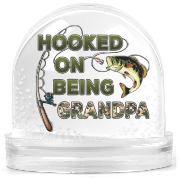 Hooked On Being Grandpa Fishing Gift Snow Globe