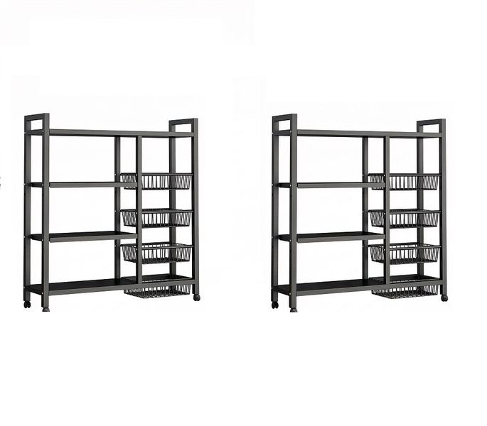 2Pack-Metal Kitchen Storage Rack With 4 Drawers, 4 Shelves, And Wheels