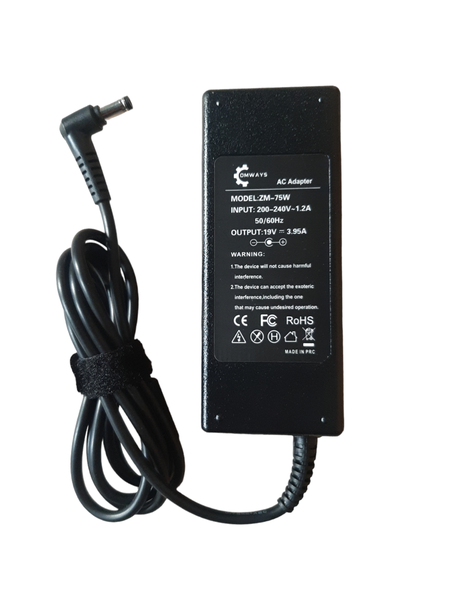 Comways - Replacement Charger For Toshiba 19V 3.95A - 75W (5.5mm X 2.5mm)