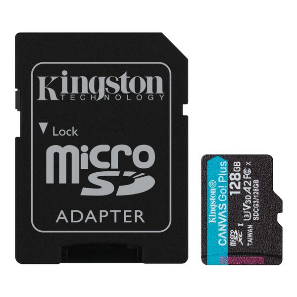 Kingston 128GB microSDXC Canvas Go Plus 170R A2 U3 V30 Card + ADP