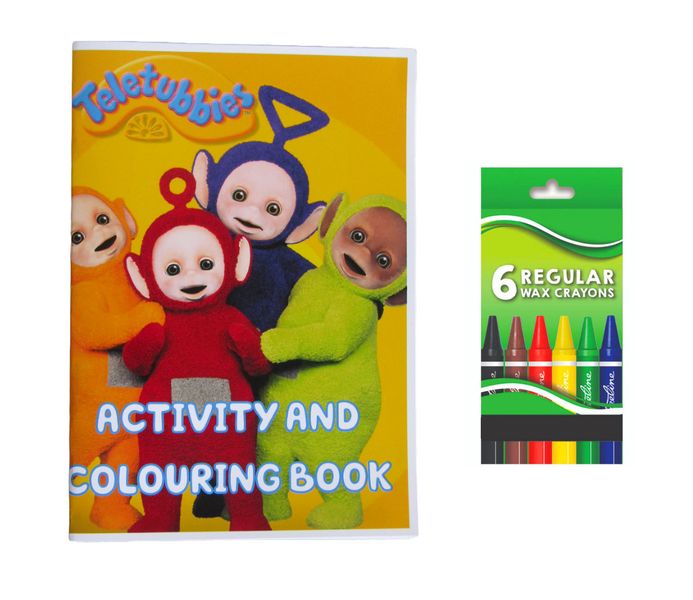 Teletubbies Activity and Colouring Book A5 plus 6 Wax Crayons - Set of 5