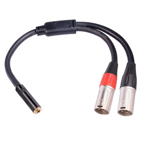 3.5mm Stereo Female Jack to Dual-XLR 3 Pin Male Plug Y Splitter Cable