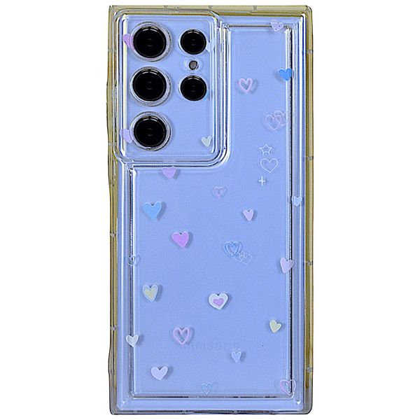 Clear Phone Case - Pretty Colour Hearts - COMPATIBLE WITH Samsung S23 Ultra