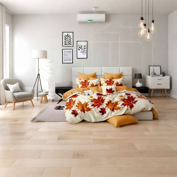 Cream Polyester Leaf All tc Duvet Cover 6piece