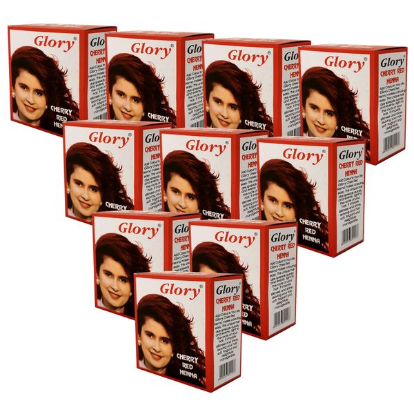 Glory Henna Natural Hair dye - Ammonia Free - Cherry Red - 10 Pack