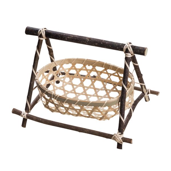 Handmade Bamboo Weaving Storage Basket,Snack Picnic Basket , S