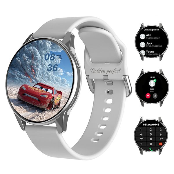 Men's Minimal Smartwatch Android &amp; iOS Compatible 1.52" Silver Round Watch