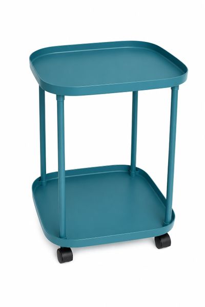 Multi-Purpose Rolling Side Table W Wheels Storage Shelf &amp; Brakes 48x36x36cm