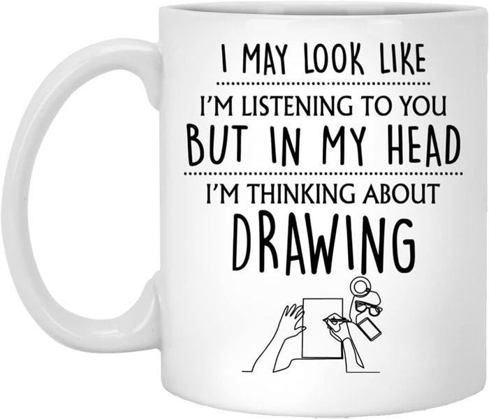 Thinking about drawing-Mother's day-Father's day-Valentines-Christmas Mug