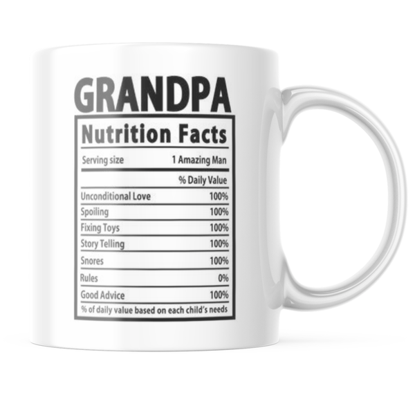 Ceramic Grandpa Nutrition Facts Mug - White - 11oz