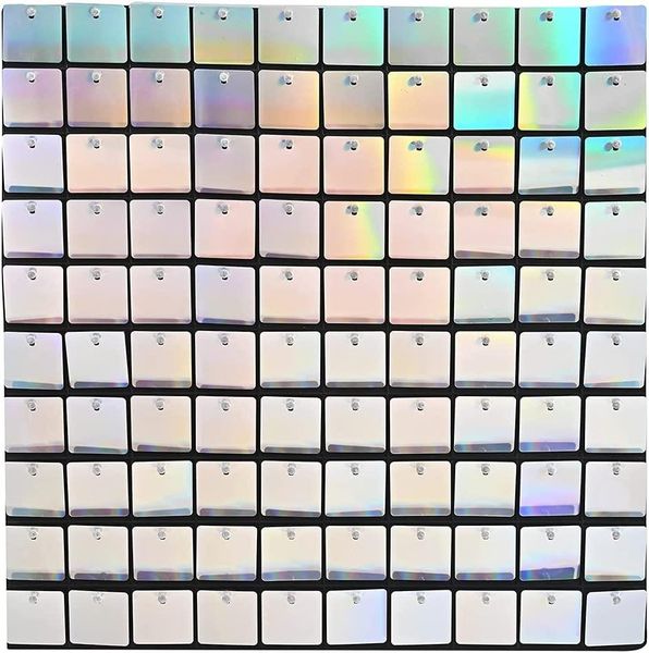 10 Pieces Silver Shimmer Wall Panels,Sequins Backdrop,28cm*28cm Panels