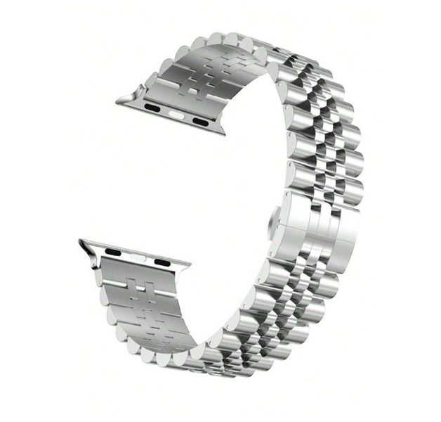 Adjustable Stainless Steel Watch Band Compatible with Apple - Silver