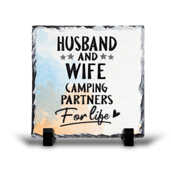 Husband And Wife Camping Partners For Life Gift Rock Slate