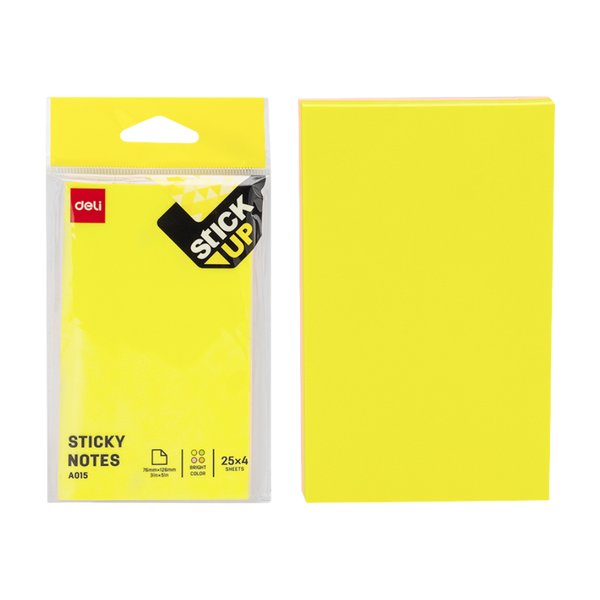 DELI 4BAG Sticky Notes 76 x 126mm - 100 Sheets Assorted Colours