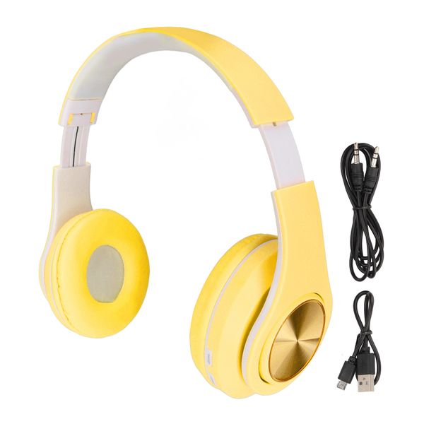 Bluetooth Headset Noise Reduction Over Ear Wireless Headphone Yellow
