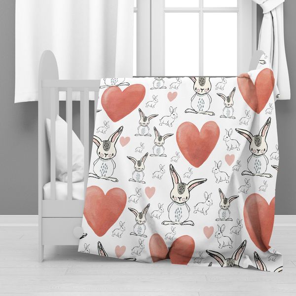 Big Heart Rabbits Minky Blanket