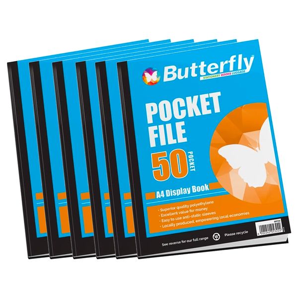 Butterfly Pocket File - A4 50 m 50 Pocket Display Book x 24