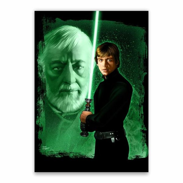 Luke Skywalker And Obi-Wan Green Poster - A1