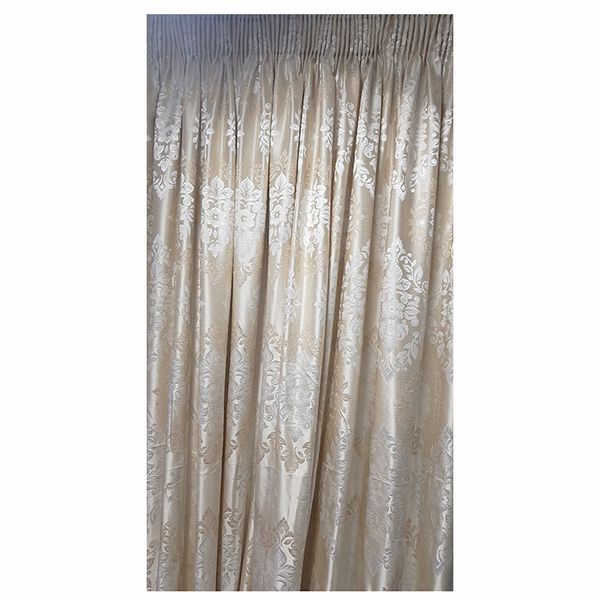 Matoc Readymade Curtain -Floral 285cmWx250cmH -Taped -Lined -Cream