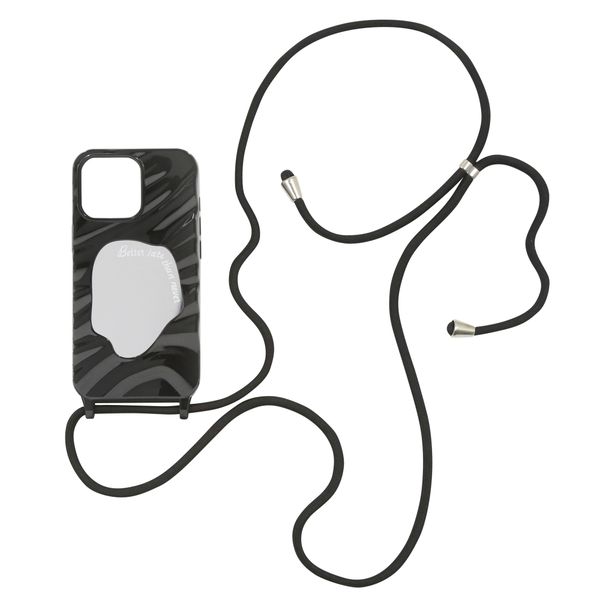 Glossy "Better Late than Never" Mirrored Crossbody Cover for iPhone - Cream