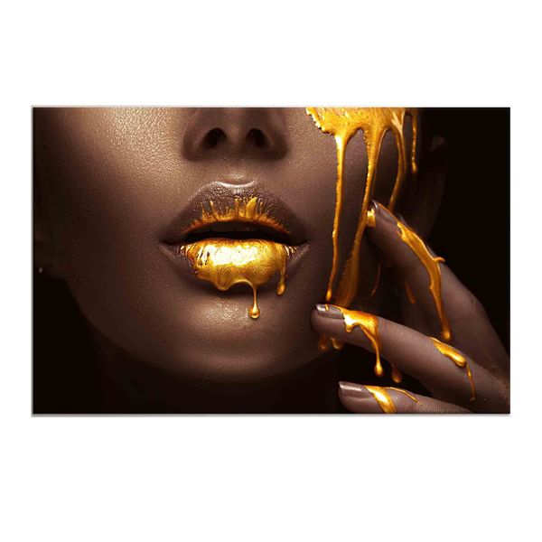 Brown/Gold Cotton Canvas cm Fashion Wall Art