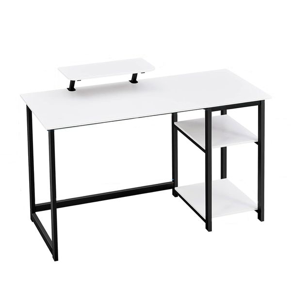Computer Desk with Monitor Stand Storage Shelves Small Home Office Modern
