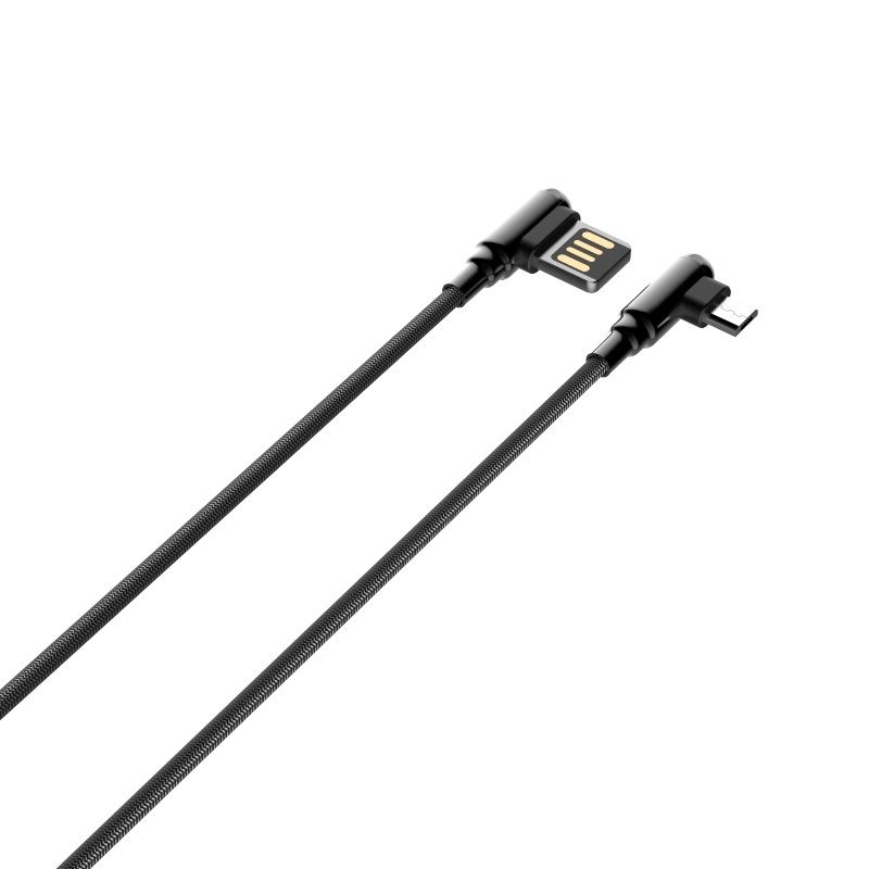 LDNIO 2.4A 90° Angle Elbow Double Sided USBA to Micro USB Data Cable 1m Cell Centre
