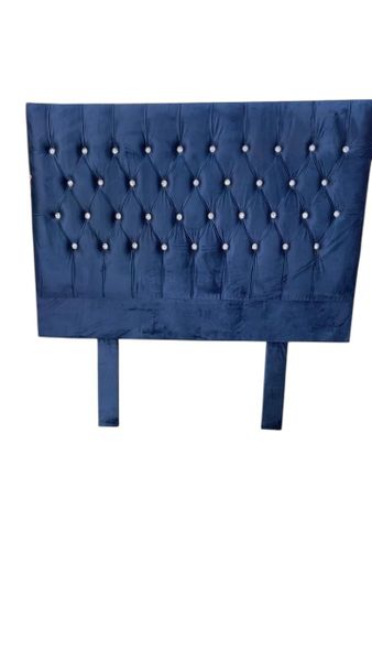 Blue velvet queen headboard