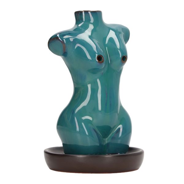 Waterfall Incense Burner Ceramic Blue Home Decor