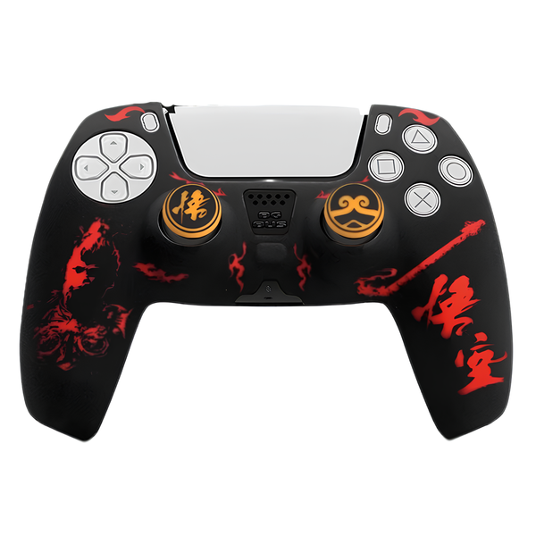 Gamer Guard Silicone Cover Compatible with PS5 Controller &amp; Joystick Caps - Red &amp; Black