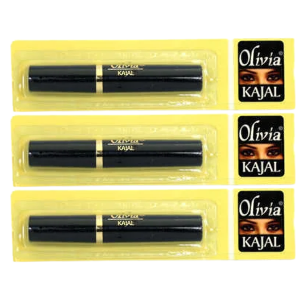 Olivia Long Lasting Deep Eye Kajal Black Khol Eyeliner Sticks x3