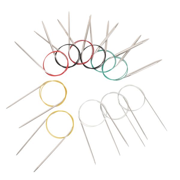 Stainless Steel Circular Knitting Needles Set 2 - 8mm 80cm 11 Pcs