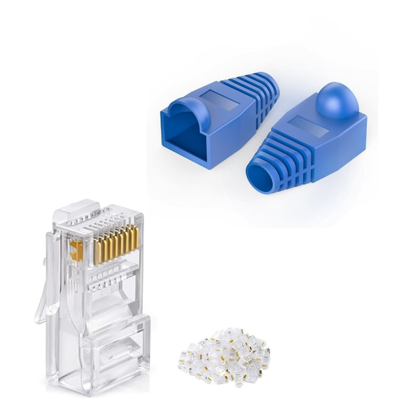 CAT6 RJ45 Ethernet Cable Crimp Connectors &amp; RJ45 Strain Relief Boots