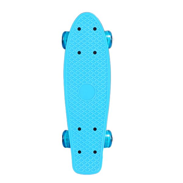 Mini Fish Skateboard Plastic Board Banana Skateboard Glowing Wheels 17 Inch