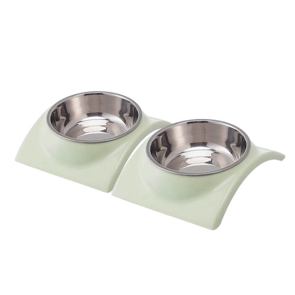 2 Pc Pet Feeder and Waterer, Removable Stainless Bowl with Elevated Holder