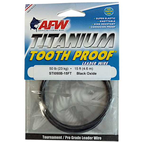 American Fishing Wire Titanium Tooth Proof Black Leader Wire 23Kg/50Lb